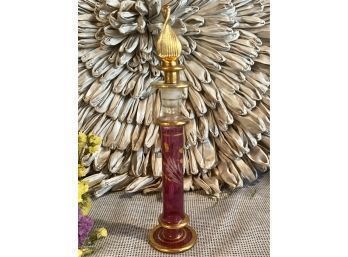 Vintage Red And Gold Blown Art Glass Perfume With Dauber / Stopper