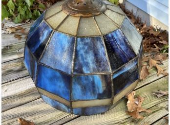 Large Handmade Stained Glass Blue Lamp Shade
