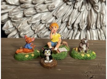 Lot Of Four Disney Figurines - Gopher Figaro Christopher Robin & Roo