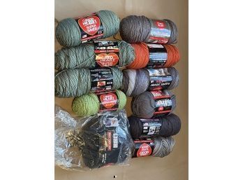 Large Lot Of 11 Skeins Of Red Heart Yarn