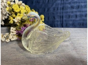 Vintage Opalescent Swan Candy Dish