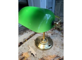Vintage Green Glass Bankers Desk Lamp