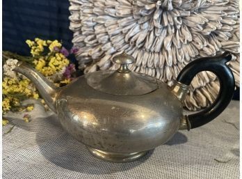 Antique Silver Tone Teapot With Attached Lid