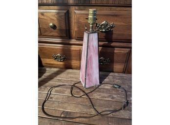 Vintage Stained Pink Slag Glass Lamp