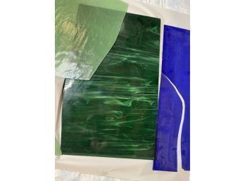 Large Pieces Of Glass Pieces - Greens And Blues