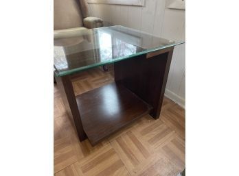 Modern Wood And Glass Top End / Side Table
