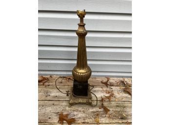 Vintage Table Lamp Cast Base With Black Accent -  Needs Repair
