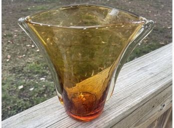 Vintage Carl  Erickson Controlled Air Bubble MCM Honey Amber Art Glass Vase