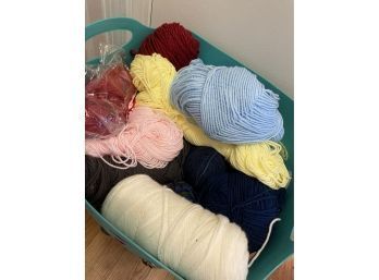 HUGE Yarn Lot Open Solids In Large Tall Laundry Basket