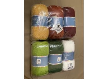 Lot Of Six Herrschners Worsted 8 Eight Ounce Balls Yarn