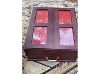Red Envelope Wood Desktop Or Table Top Organizer With Picture Frames And Drawer