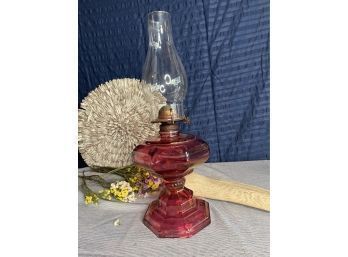 Vintage Ruby Pink Oil Lamp