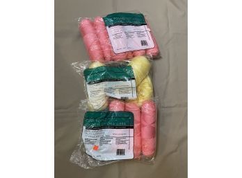 Lot Of Three Bags Of Yarn - Yellow And Pink