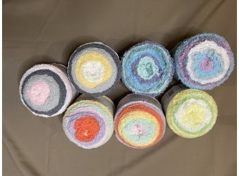 Lot Of Seven Colorful Baby Blanket Yarn Skeins