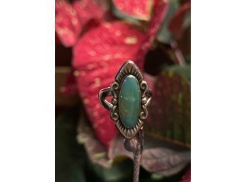 Vintage Sterling Silver 925 & Turquoise Ring - Hallmarked - Size 6 - 4.9 Grams