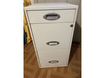 Cream Colored Metal Filing Cabinet With Lock And Key