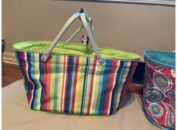 Lot Of Two Cloth Baskets ( One With Bent Handle As Is )