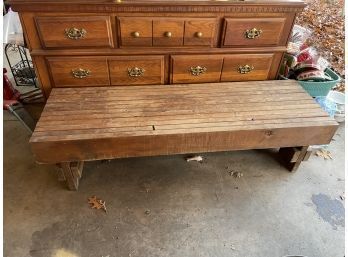Long Vintage Outdoor Solid Wood Bench / Seating