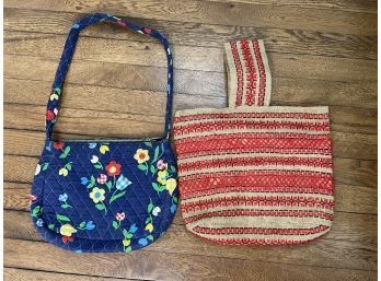 Vintage Purse Lot Of Two Quilted And Stitched Bags