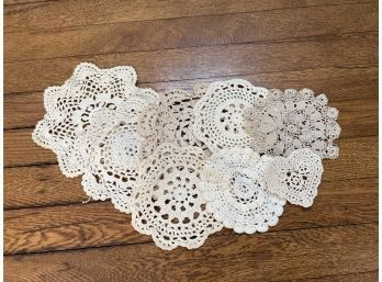 Doily Lot Of Eight Round And Heart #2