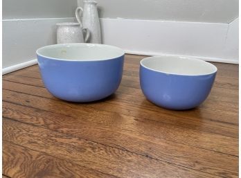 Bowl Lot Of Two Blue Stoneware