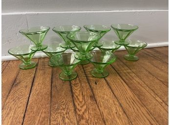 Green Depression Glass Lot Of 12