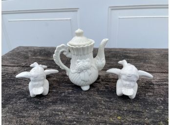 Porcelain Angels And Mini Teapot Lot