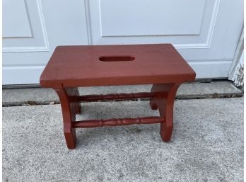 Wood Footstool Painted Red