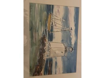 Michael Fish Lighthouse Painting Numbered And Signed