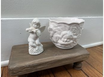 Angel Pot And Angel Figurine