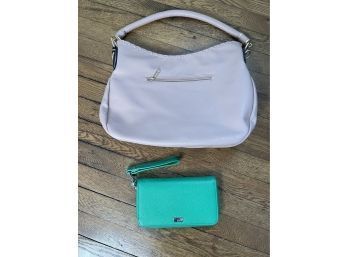 Shoulder Bag With Green Clutch Purse