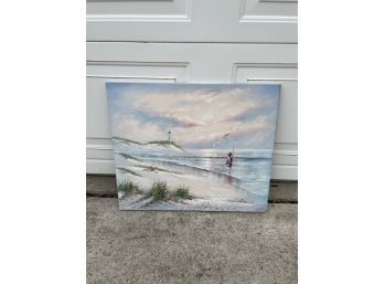 Canvas Painting Lighthouse Beach