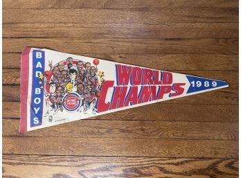 Pennant Detroit Pistons Bad Boys World Champs 1989