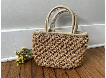 Vintage Purse With Wood Beads