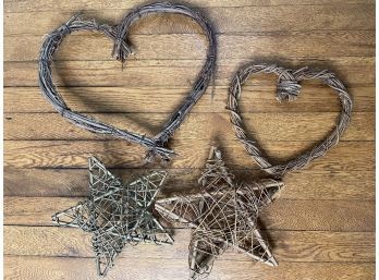 Wreath Lot Of Four Hearts And Stars