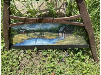 Gorgeous Vintage Hand Painted Saw Signed Wall Art Hanging