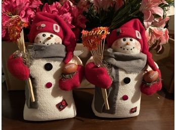 Lot Of Two Ohio State Snowmen Decorations