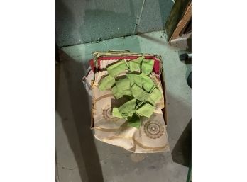 Fabric Tan With Circle Green Scraps Craft Brown Box