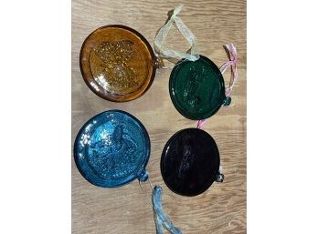 Lot Of Four Hanging  Art Glass Rounds