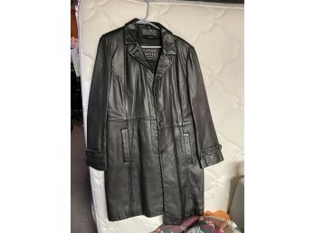 Vintage Leather Trench Black Leather Limited Size Large