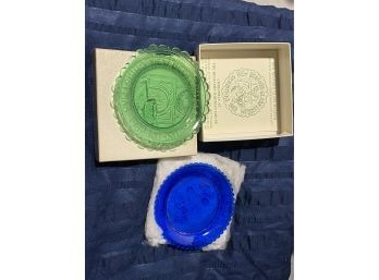Pair Of Bedford Glass Museum Mini Plates