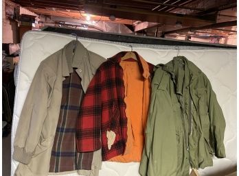 Men's Vintage Red Plaid Jacket Lot Of Three Coats