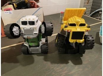 Toy Trucks Of Two Matchbox Battery Green And Yellow