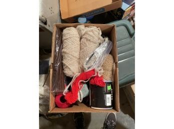 Crafting Lot Yarn Wood Spools In Box