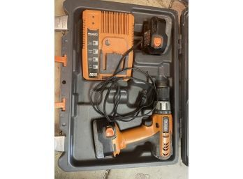 Ridgid R82001 3/8 Drill With Two Batteries And Charger In Case