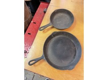 Antique Cast Iron Pan Lot Of Two Pans - Marked
