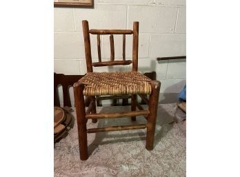 Children's Wood And Wicker Chair