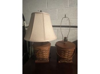 Pair Of Basket Table Lamps, One With Shade