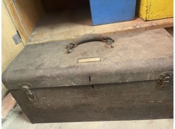 Vintage Toolbox With Leather Handle With Contents