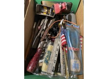 Box Lot Of Tools & Household Goods - Vintage & New